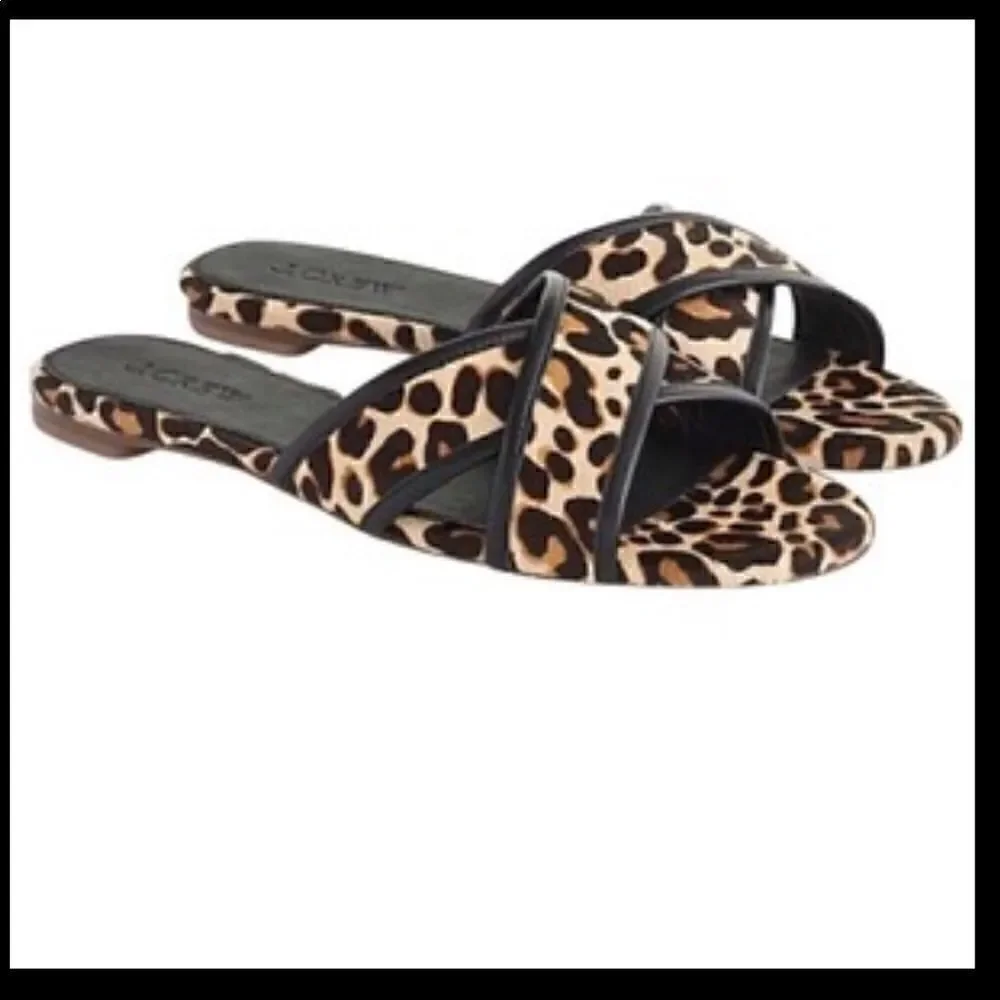 J. Crew | Cora Leopard Criss Cross  Sandals | 8